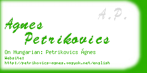 agnes petrikovics business card